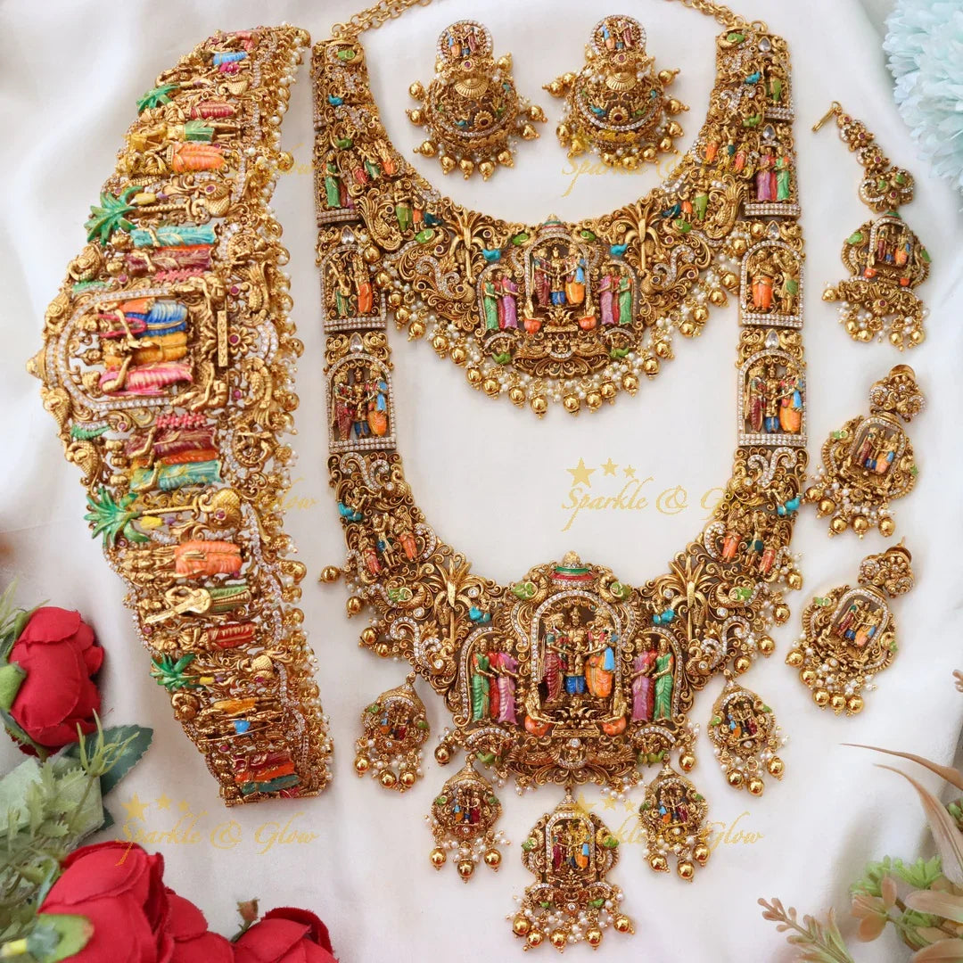 Exquisite God Carved Bridal Necklace Set - Premium