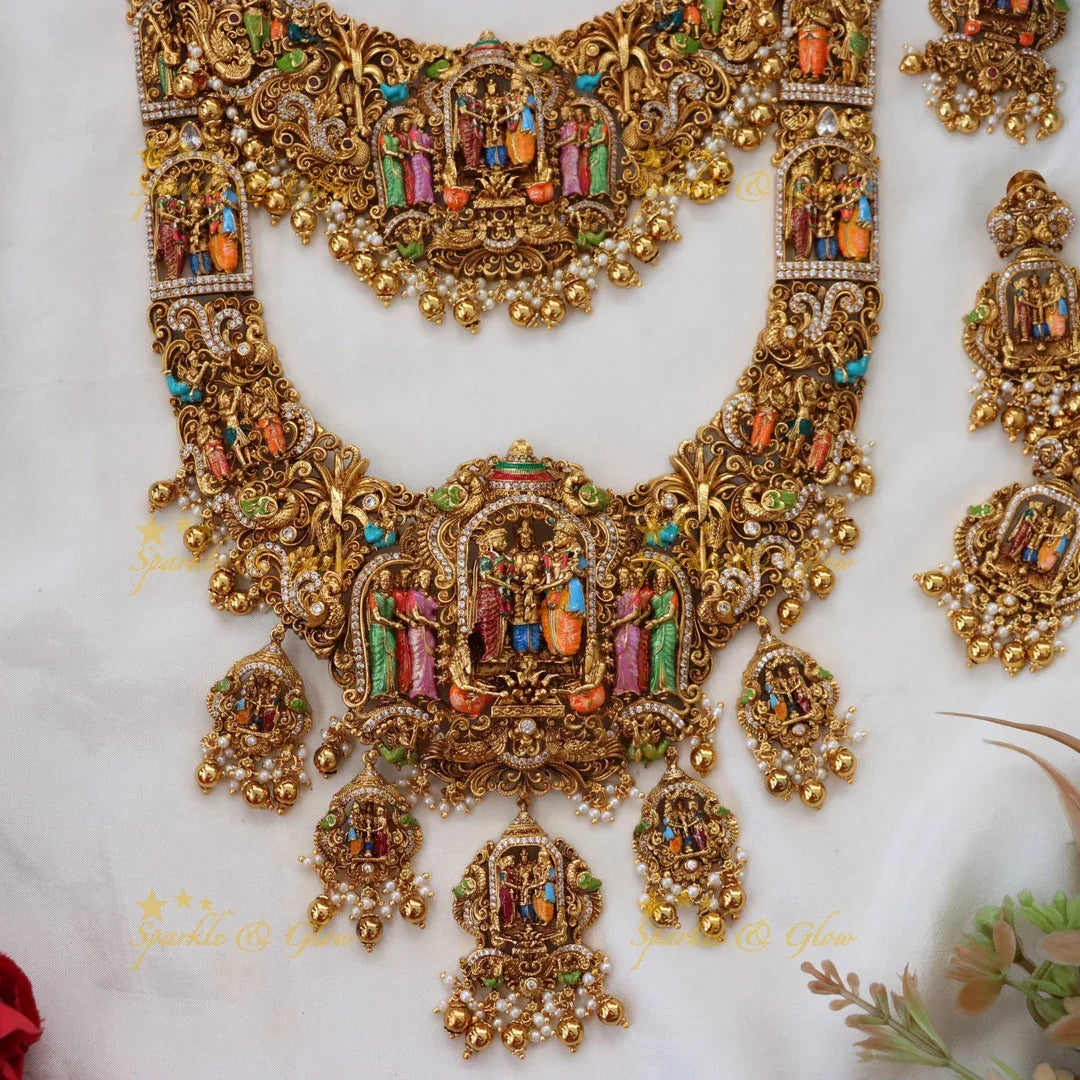 Exquisite God Carved Bridal Necklace Set - Premium
