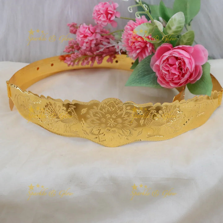 Exquisite Floral Gold Hip Belt for Weddings & Festivals