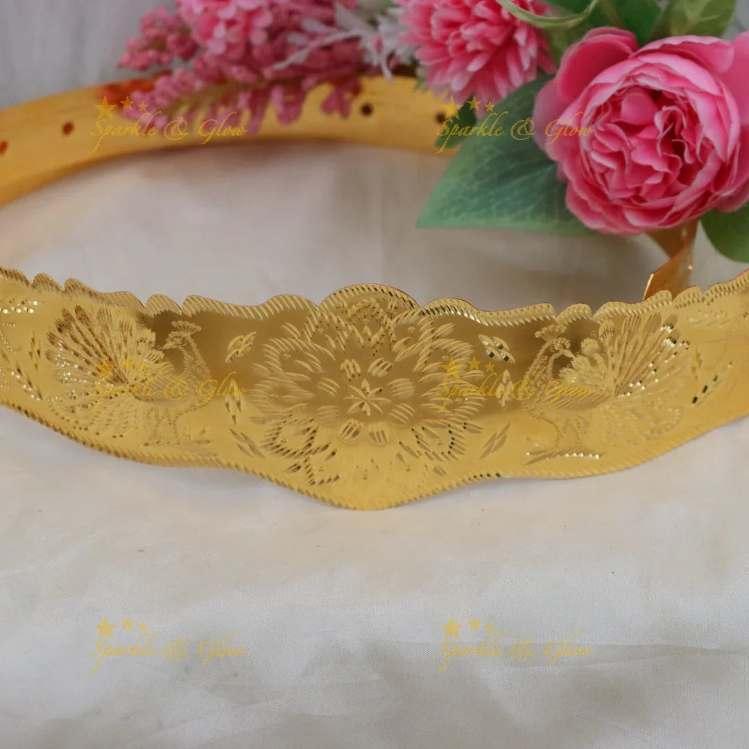 Exquisite Floral Gold Hip Belt for Weddings & Festivals