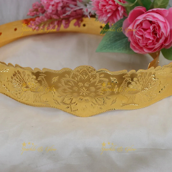 Exquisite Floral Gold Hip Belt for Weddings & Festivals