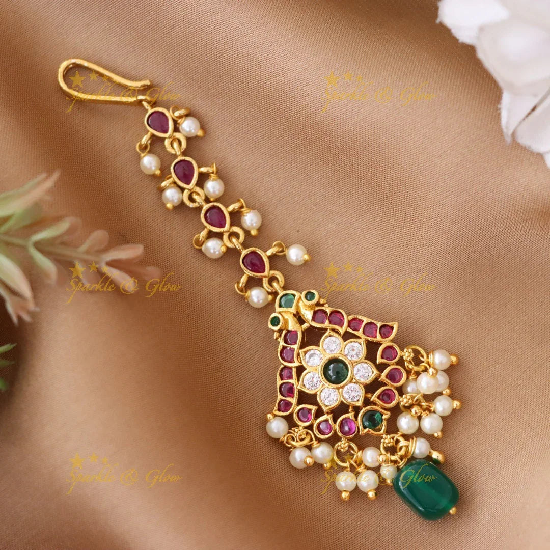 Exquisite Floral Peacock Maang Tikka for Celebrations