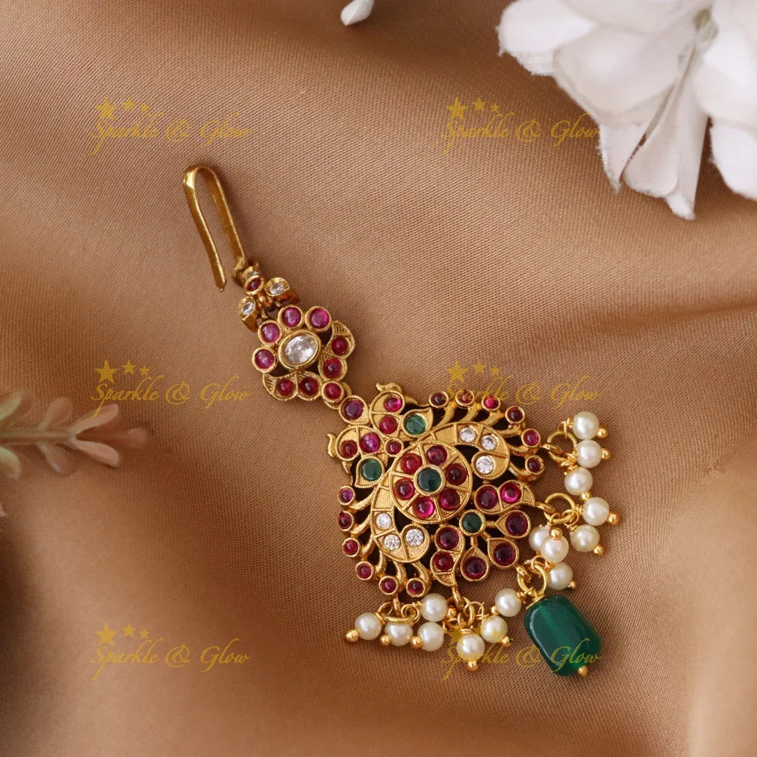 Exquisite Gold Maang Tikka with Peacock Design | New Arrival