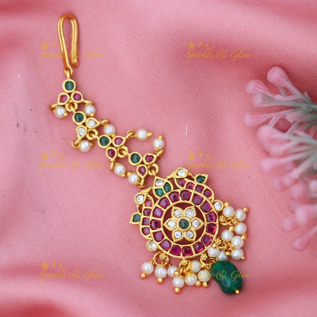 Exquisite Gold Floral Peacock Maang Tikka Online