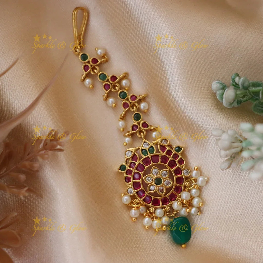 Exquisite Gold Floral Peacock Maang Tikka Online