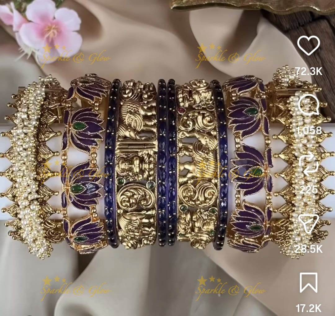 Luxurious Lakshmi Elephant Bridal Bangles Set Online