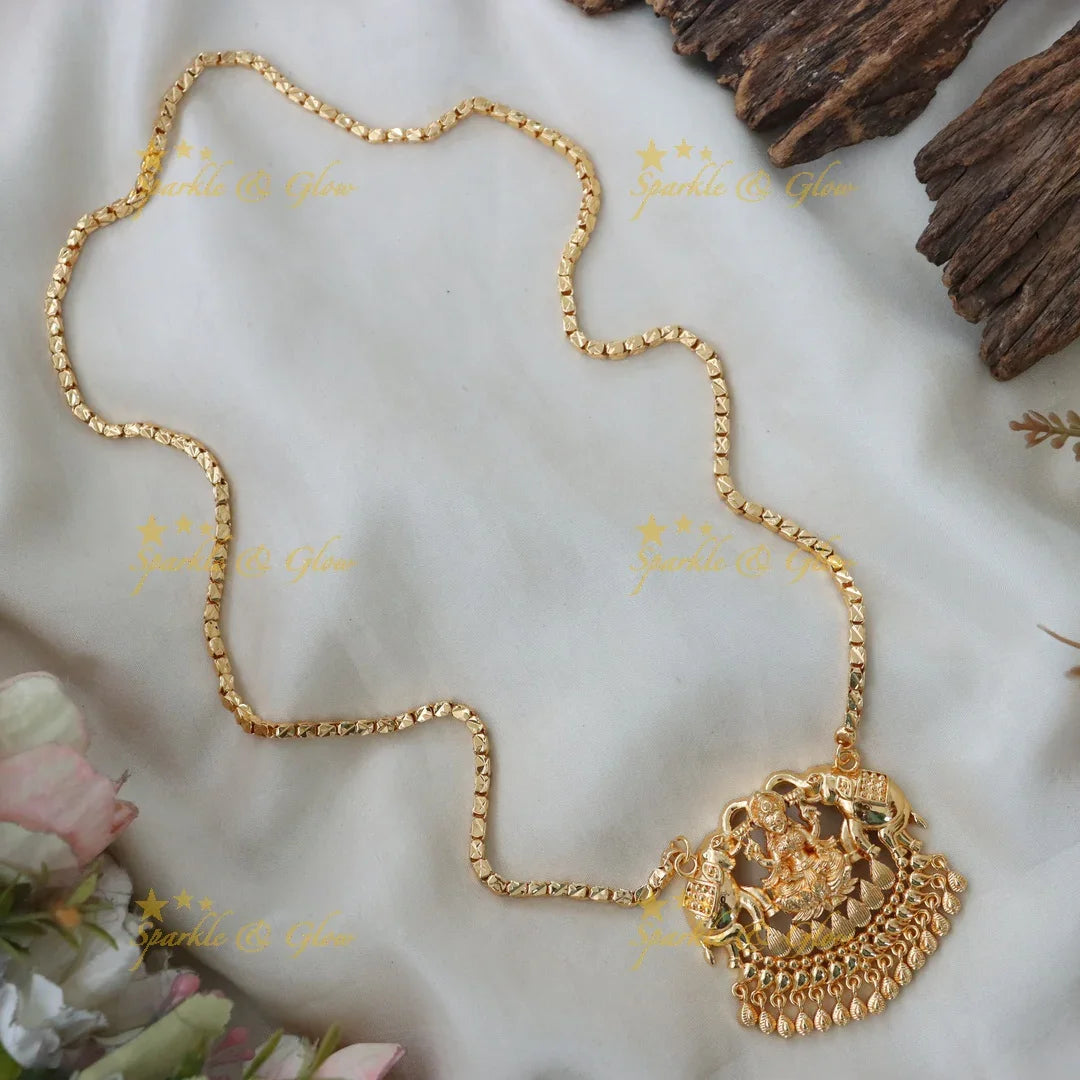 Exquisite Temple Lakshmi Haram Necklace - Festive Jewelry