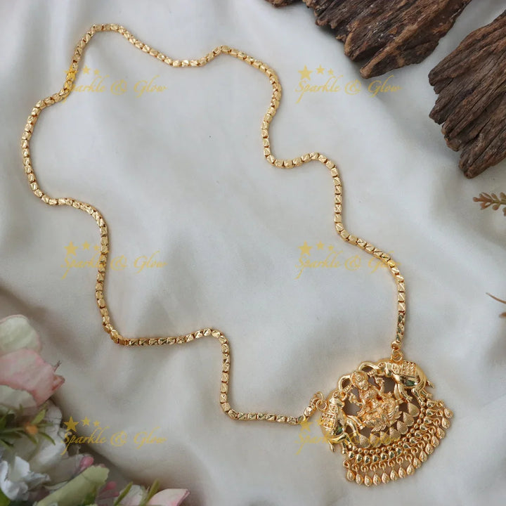 Exquisite Temple Lakshmi Haram Necklace - Festive Jewelry