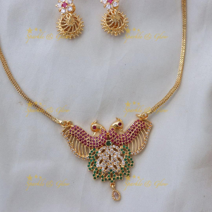 Exquisite Peacock Gold Necklace Set for Indian Weddings