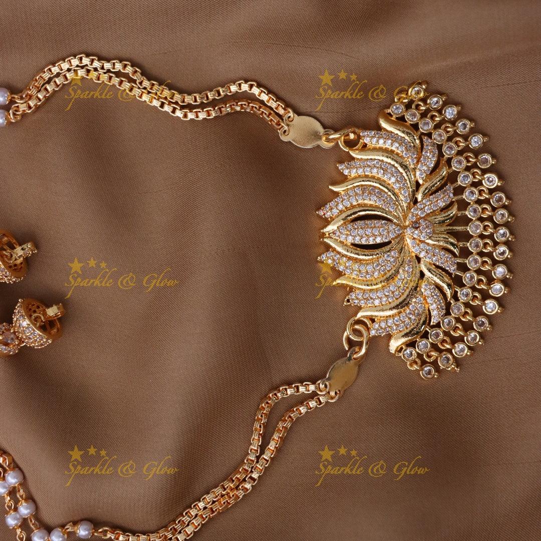 Lotus Pearl Gold Necklace - Perfect for Weddings