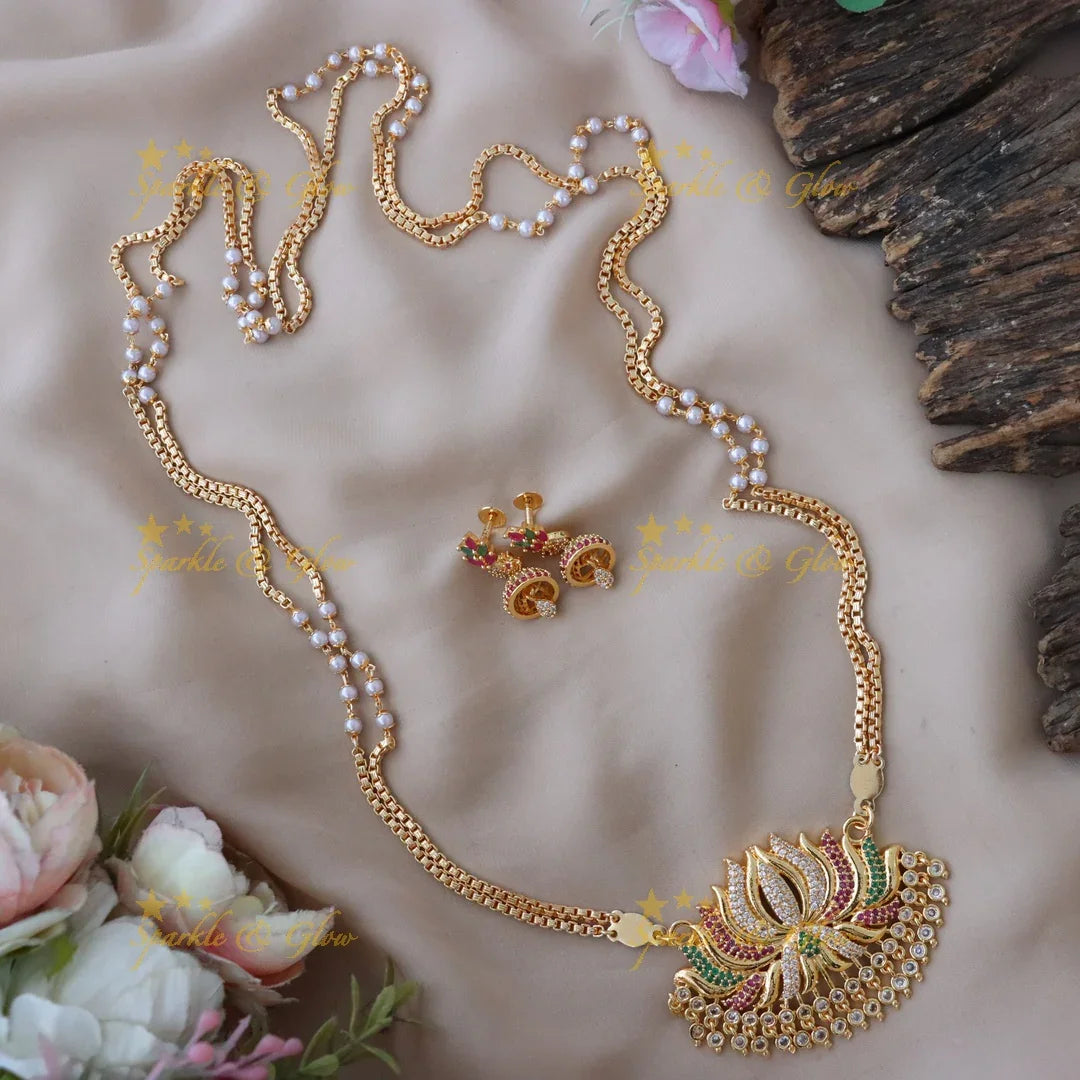 Lotus Pearl Gold Necklace - Perfect for Weddings