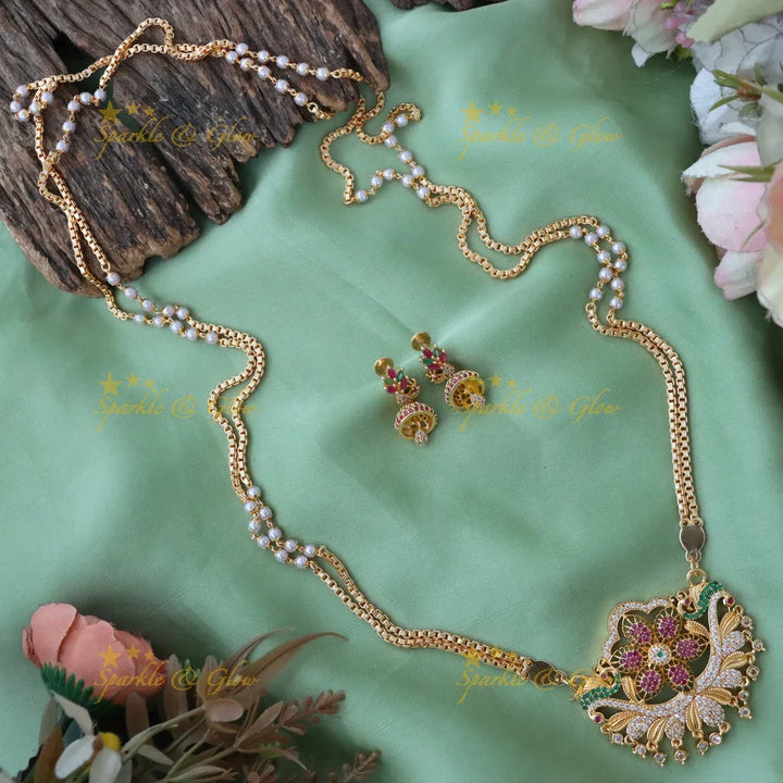 Exquisite Floral Pearl Haram Necklace for Weddings