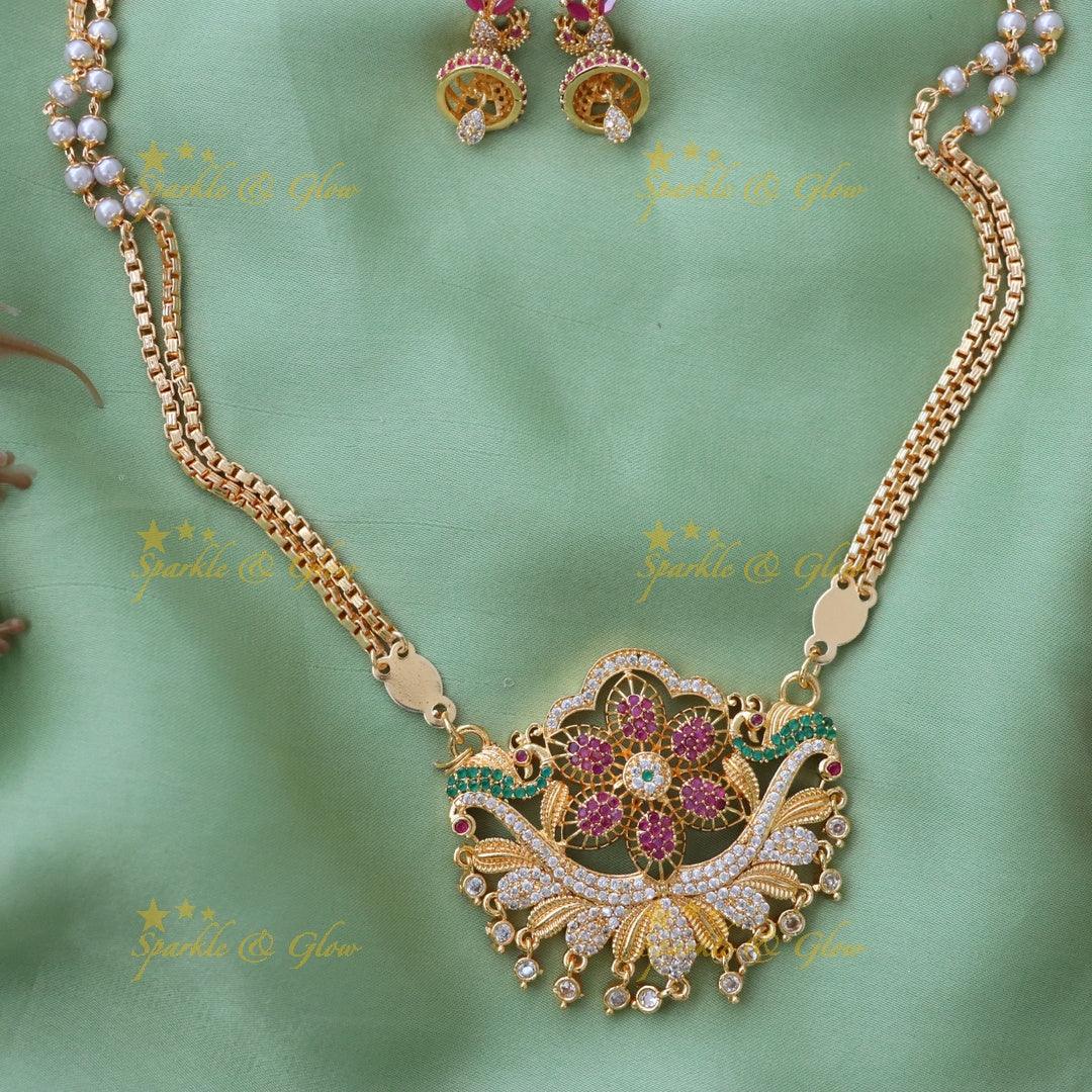 Exquisite Floral Pearl Haram Necklace for Weddings