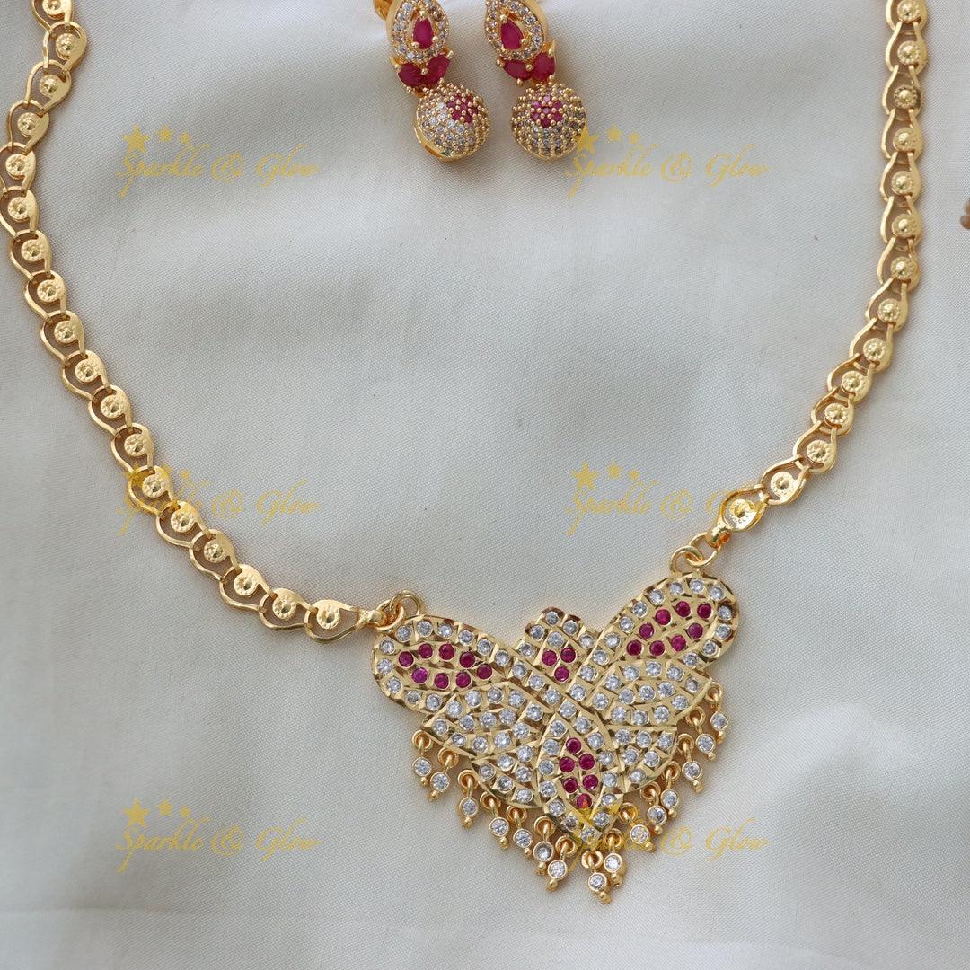 Exquisite Gold Balls White Stone Long Necklace