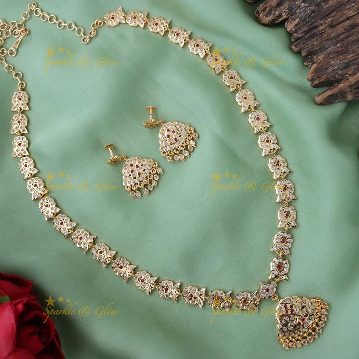 Exquisite Fish Carved Gold Haram Necklace Set Online