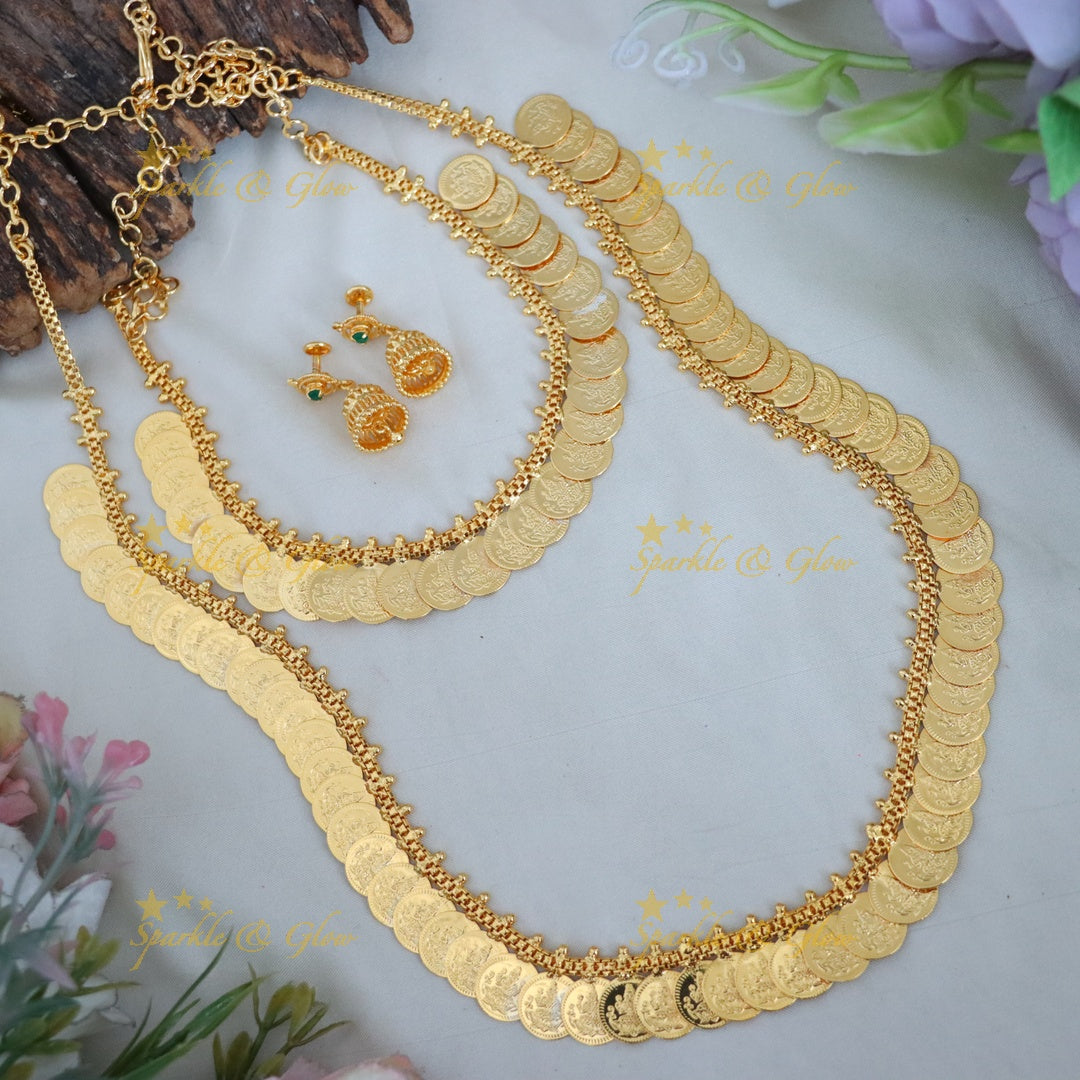 Lavish Lakshmi Coin Necklace Set for Brides - Sparkle & Glow