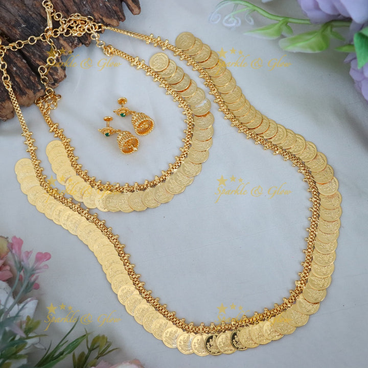 Lavish Lakshmi Coin Necklace Set for Brides - Sparkle & Glow
