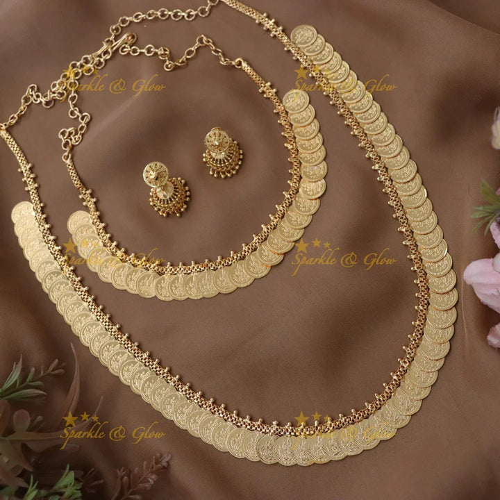 Lavish Lakshmi Coin Necklace Set for Brides - Sparkle & Glow