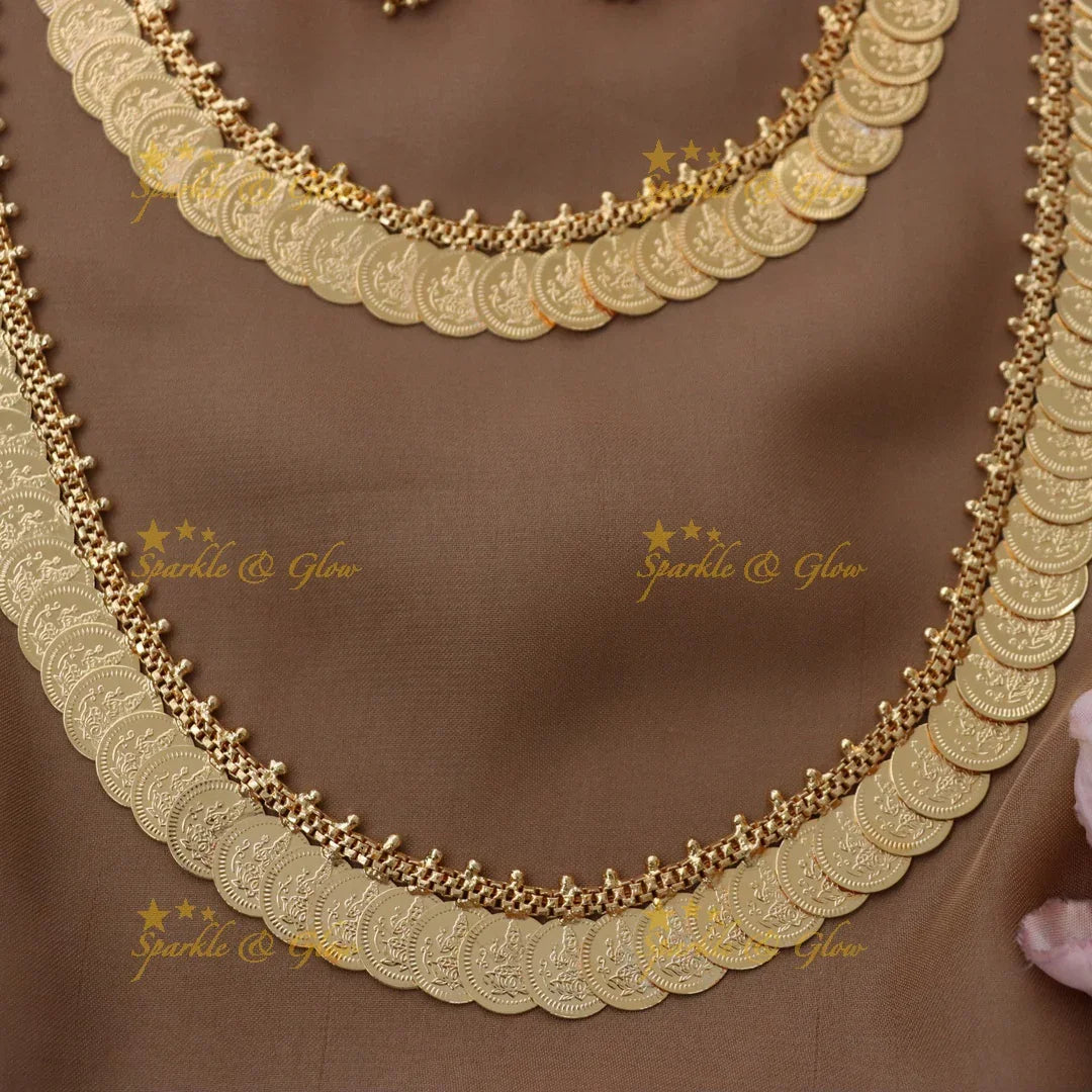 Lavish Lakshmi Coin Necklace Set for Brides - Sparkle & Glow