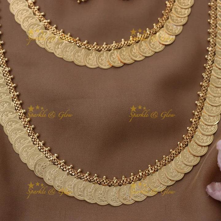 Lavish Lakshmi Coin Necklace Set for Brides - Sparkle & Glow