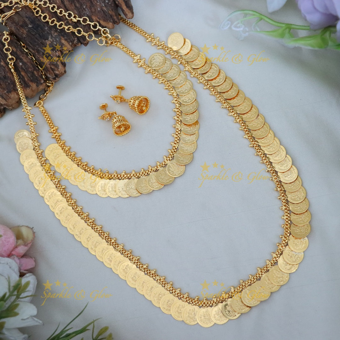 Lavish Lakshmi Coin Necklace Set for Brides - Sparkle & Glow