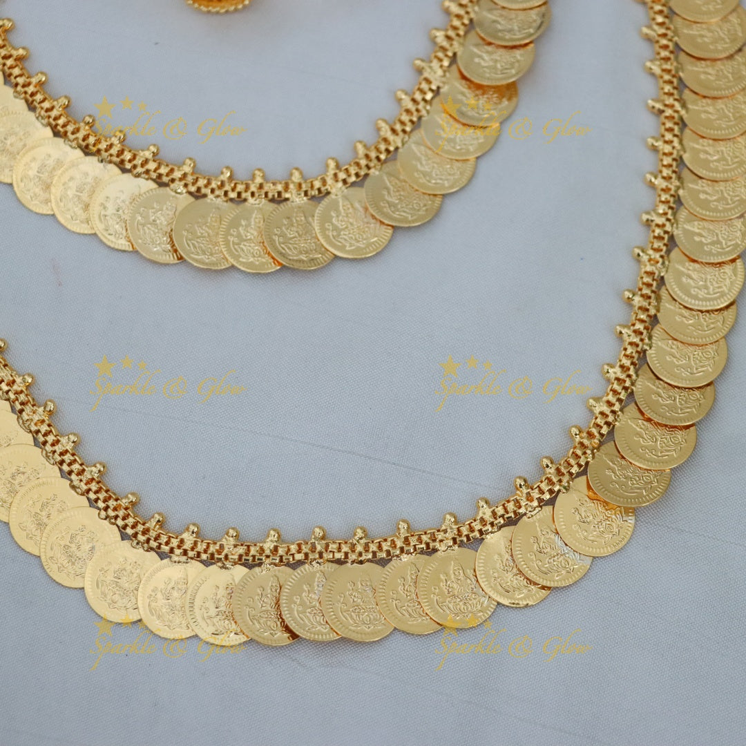 Lavish Lakshmi Coin Necklace Set for Brides - Sparkle & Glow