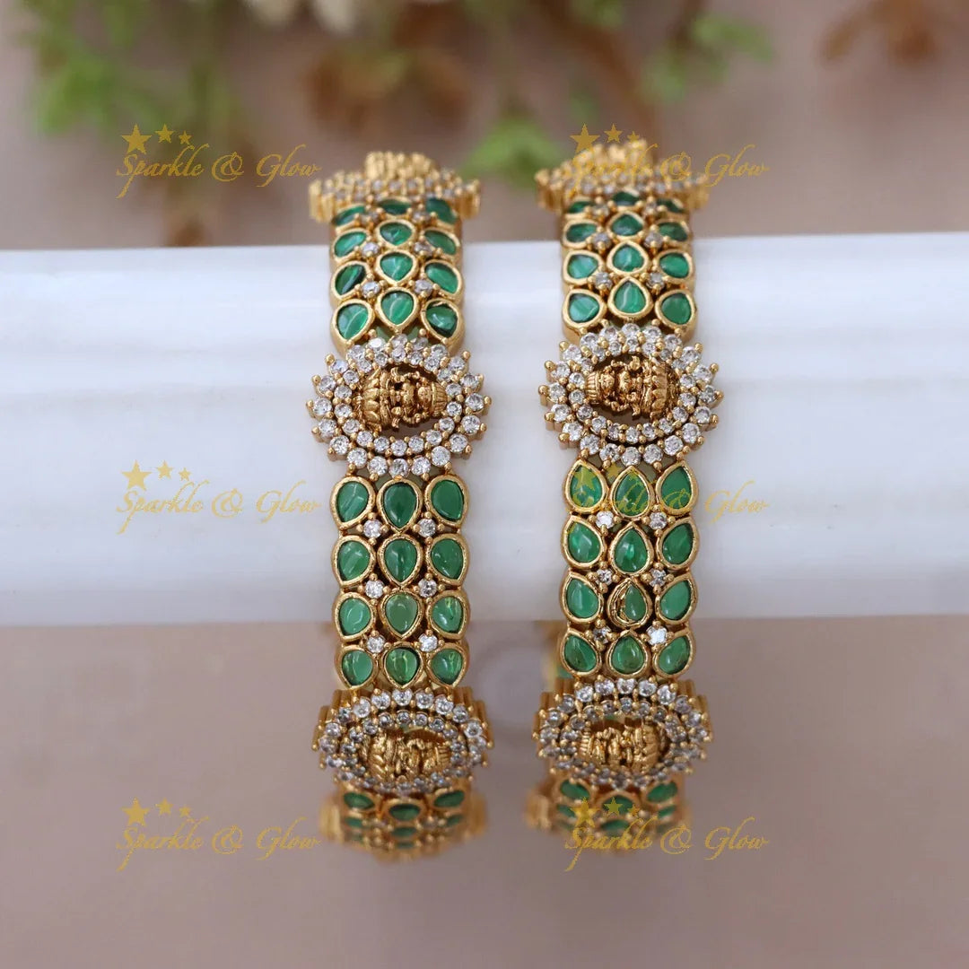 Exquisite Temple Bangles with Gold Idol Designs