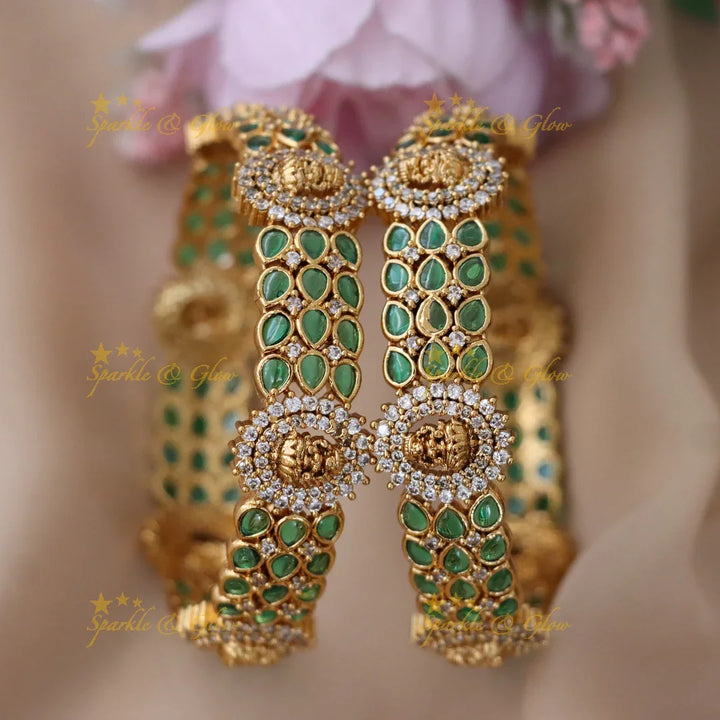 Exquisite Temple Bangles with Gold Idol Designs