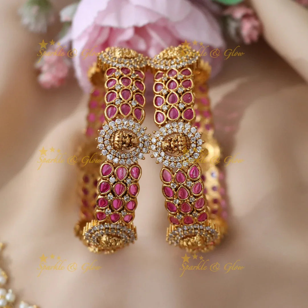 Exquisite Temple Bangles with Gold Idol Designs