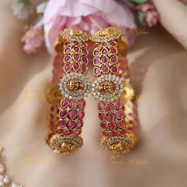 Exquisite Temple Bangles with Gold Idol Designs