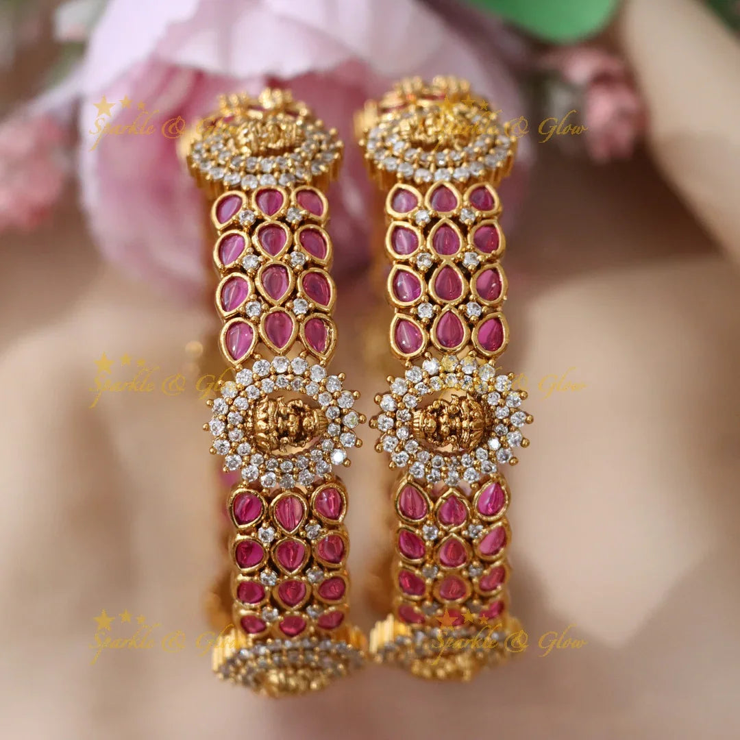 Exquisite Temple Bangles with Gold Idol Designs