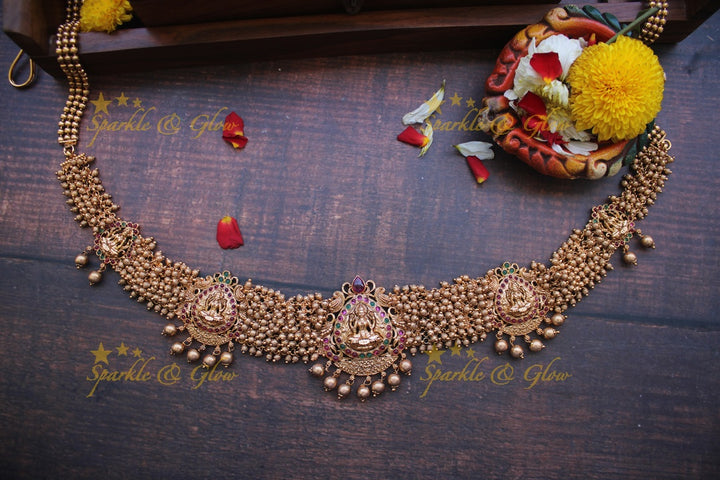 Premium Matte cluster beads Lakshmi Hipchain - Green