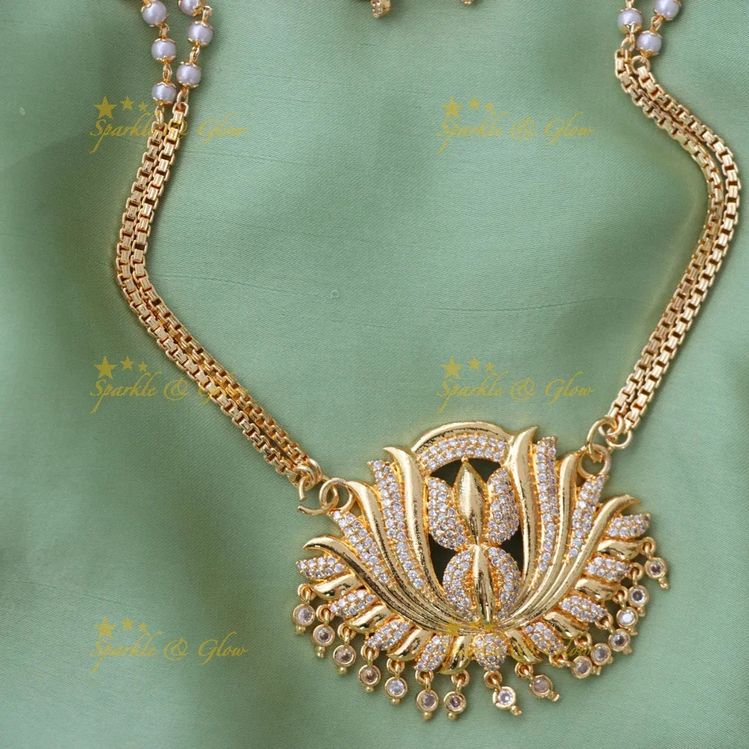 Elegant Gold Lotus Haram for Festive Celebrations