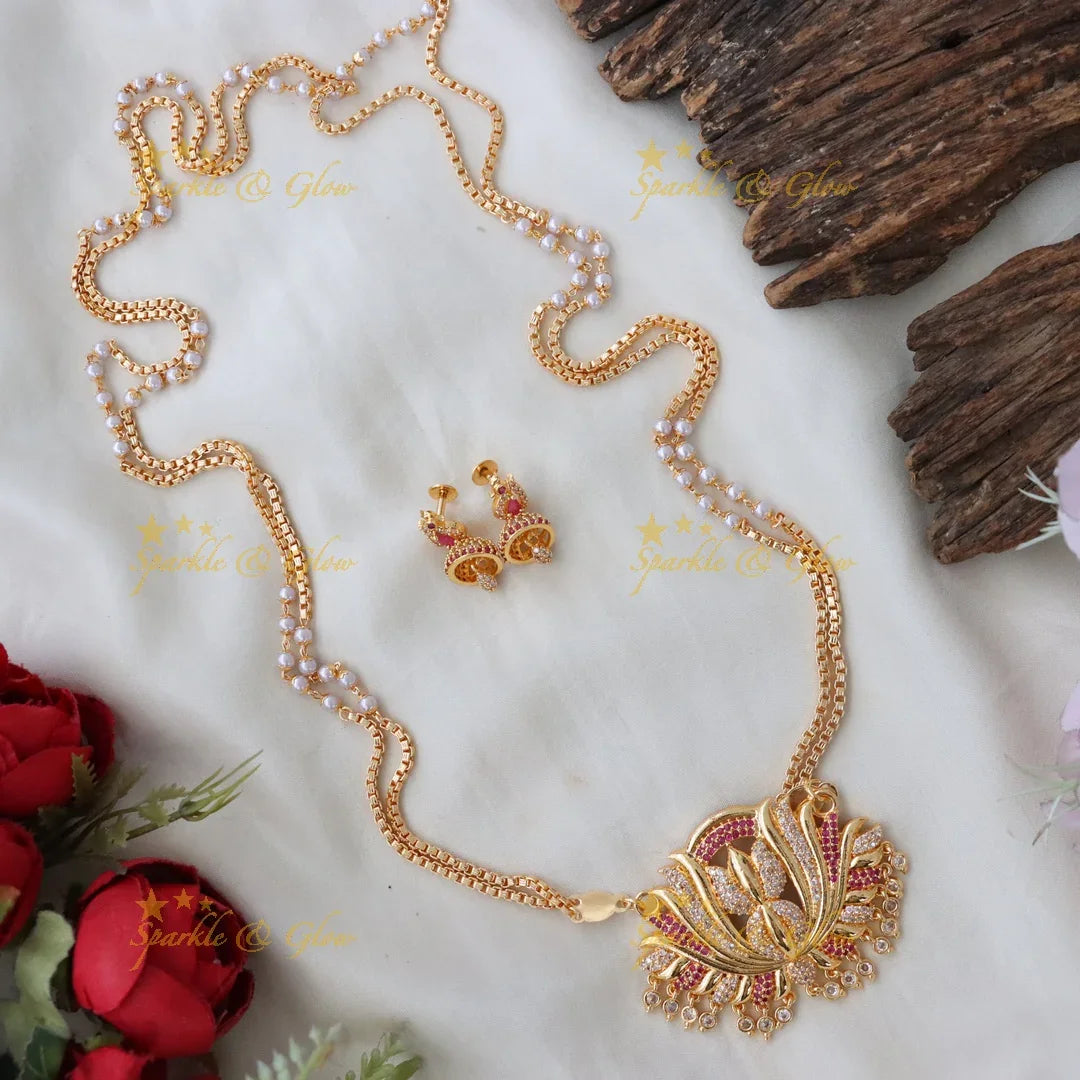Elegant Gold Lotus Haram for Festive Celebrations