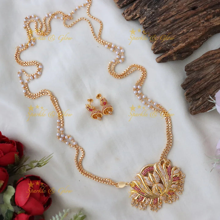 Elegant Gold Lotus Haram for Festive Celebrations
