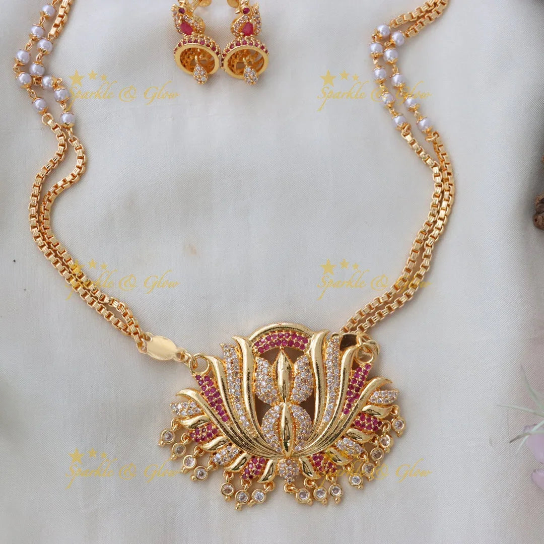 Elegant Gold Lotus Haram for Festive Celebrations