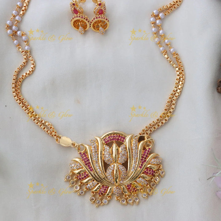 Elegant Gold Lotus Haram for Festive Celebrations