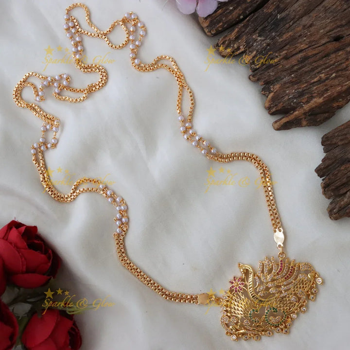 Elegant Peacock Pearl Necklace for Weddings & Festivals