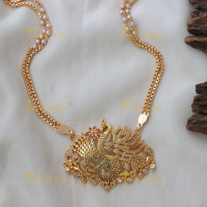 Elegant Peacock Pearl Necklace for Weddings & Festivals