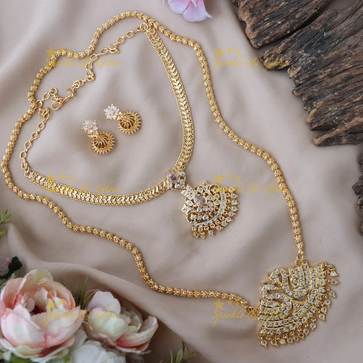 Exquisite Peacock Bridal Necklace Set - Sparkle & Glow
