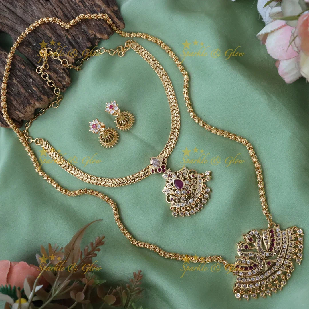 Exquisite Peacock Bridal Necklace Set - Sparkle & Glow
