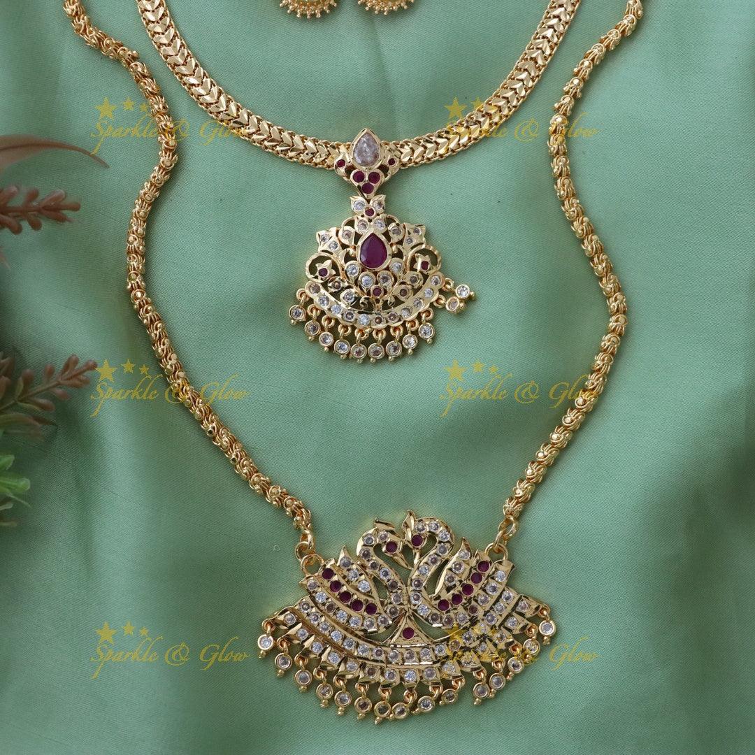 Exquisite Peacock Bridal Necklace Set - Sparkle & Glow
