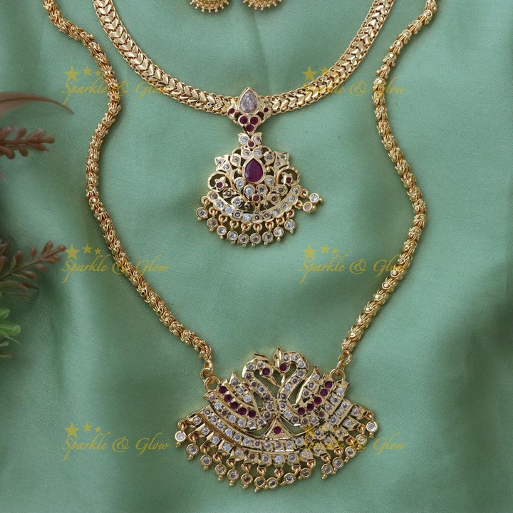 Exquisite Peacock Bridal Necklace Set - Sparkle & Glow