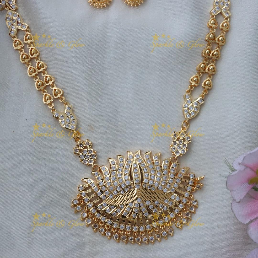 Exquisite Lotus Micro Gold Haram Necklace – Sparkle & Glow