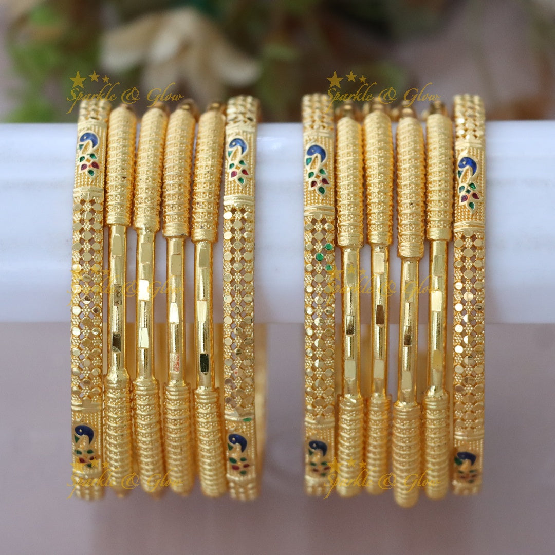 Exquisite Microgold Peacock Bangles for Festive Elegance