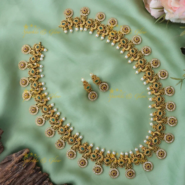 Elegant Peacock Gold Necklace for Weddings & Festivals