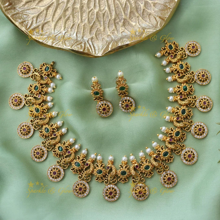 Exquisite Peacock Necklace Set - Indian Wedding Jewelry