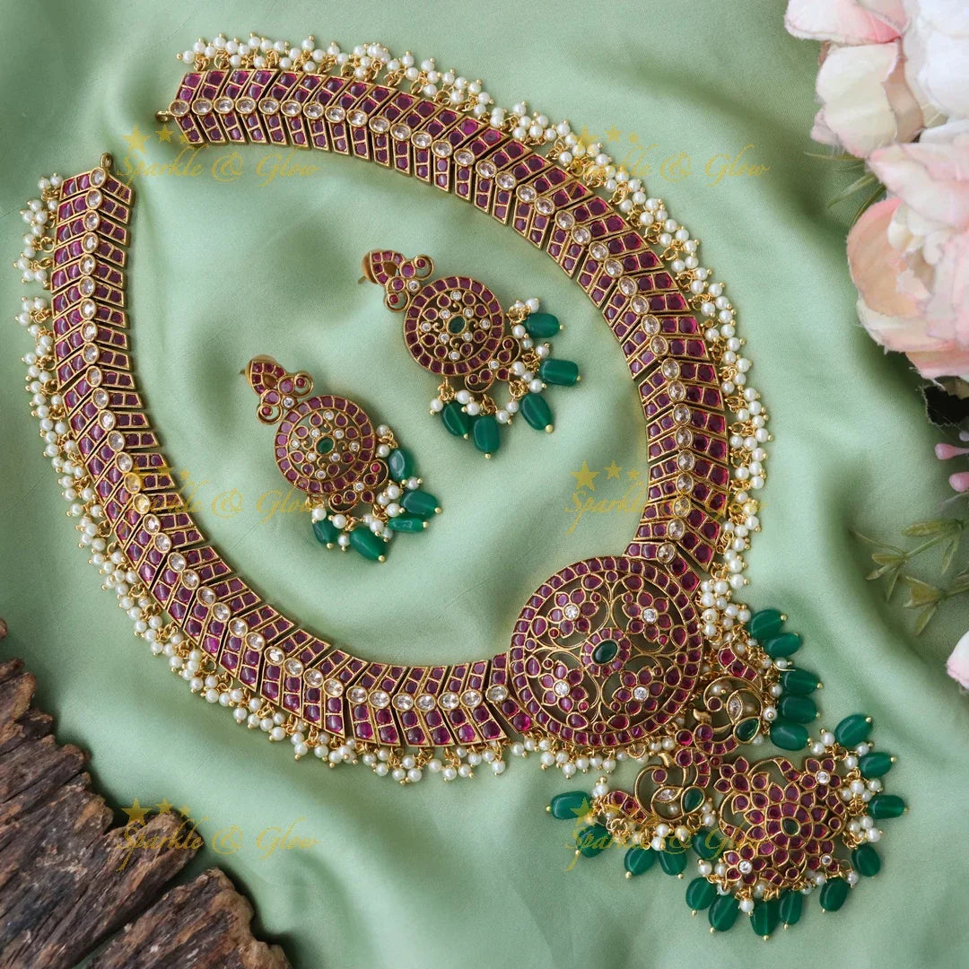 Exquisite Floral Peacock Wedding Necklace Set