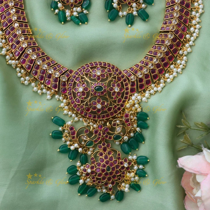 Exquisite Floral Peacock Wedding Necklace Set