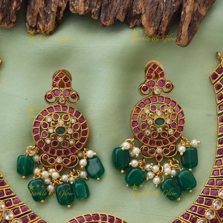 Exquisite Floral Peacock Necklace Festive Set